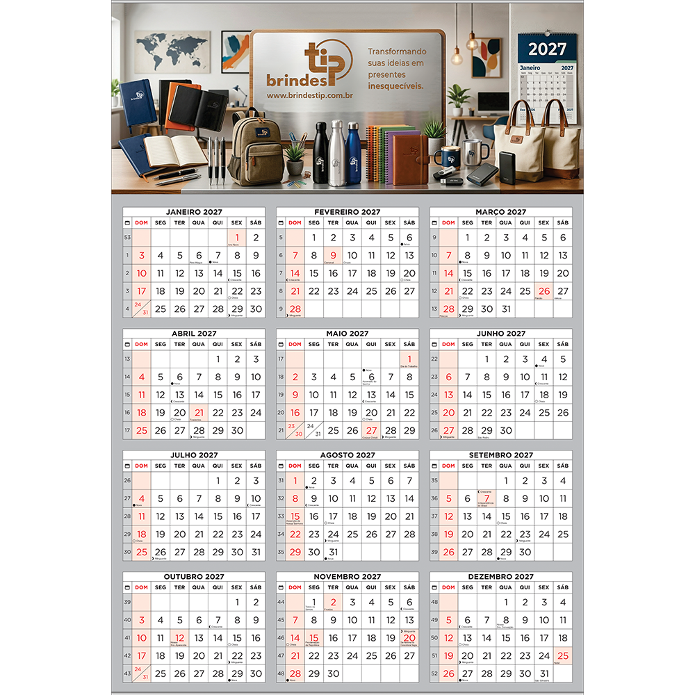 Calendário de Parede 60x90 c/ 2 ferragens-250BI